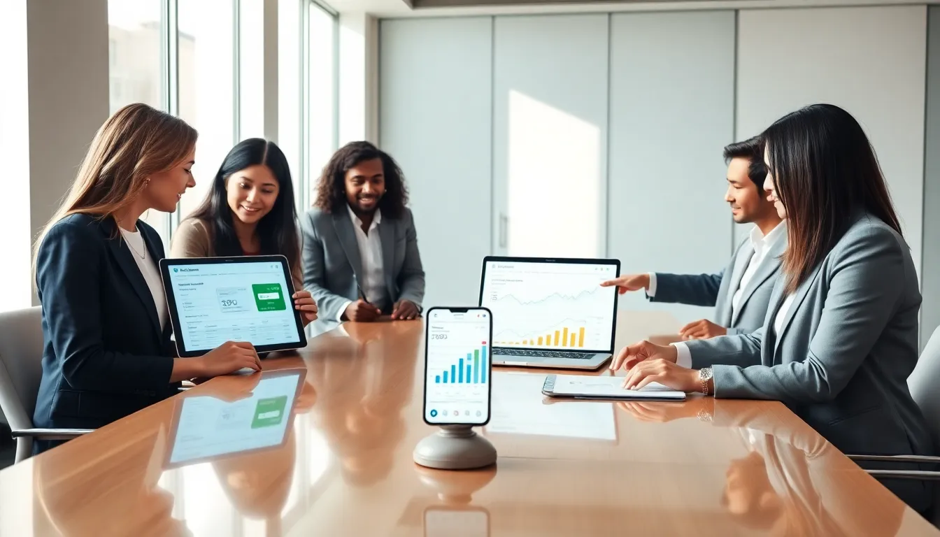 diverse team using JuliaFinann in a modern office setting.